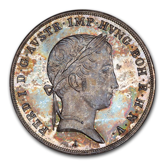 1843 Austria Silver 1/2 Thaler King Ferdinand I MS-65 PL NGC 1843 Austria Silver 1/2 Thaler King Ferdinand I MS-65 PL NGC